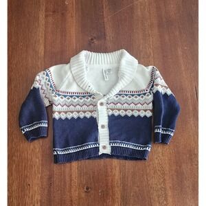 Janie and Jack Sweater Cardigan Sz 6-12 Months Knit‎ Button Up Fair Isle Pattern